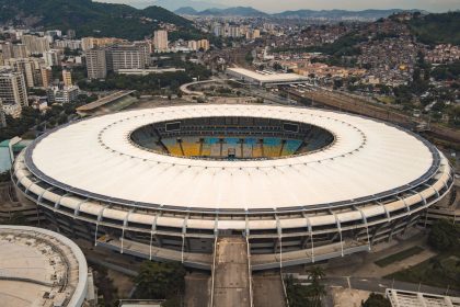 Vista aérea do estádio do Maracanã, no Rio de Janeiro.